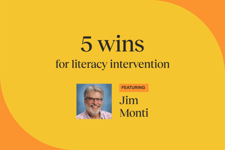 5 literacy wins blog banner featuring JIM MONTI